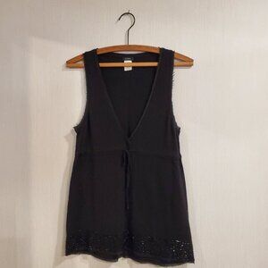 J. Crew Black Tank Top with Beaded Hem